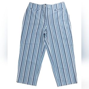 Evan Picone Y2K Wide Leg Cropped Blue Striped Pants Sz.12